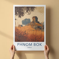 Phnom Bok Poster - Cambodia Travel Art - Ancient Temple Structure Home Decor