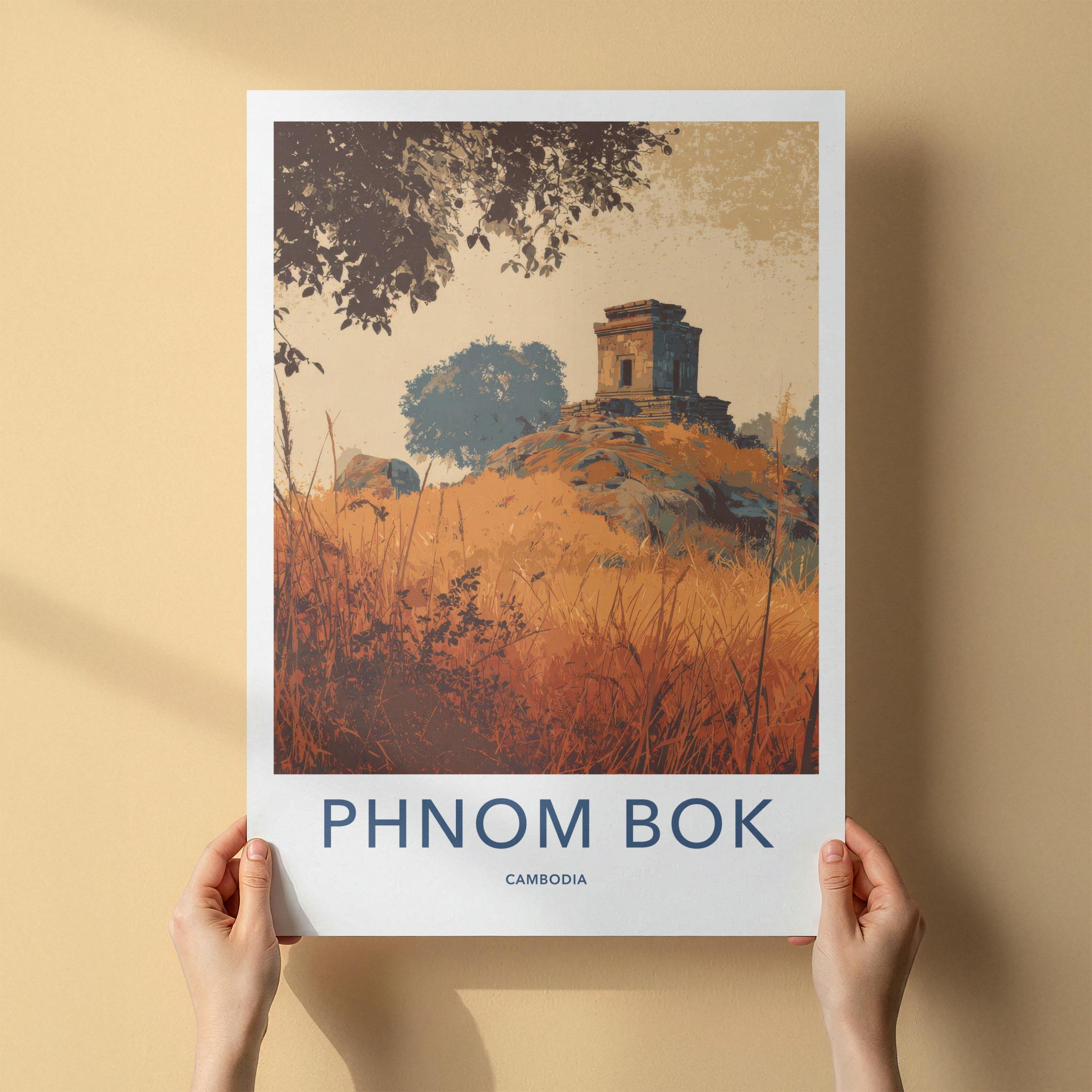 Phnom Bok Poster - Cambodia Travel Art - Ancient Temple Structure Home Decor