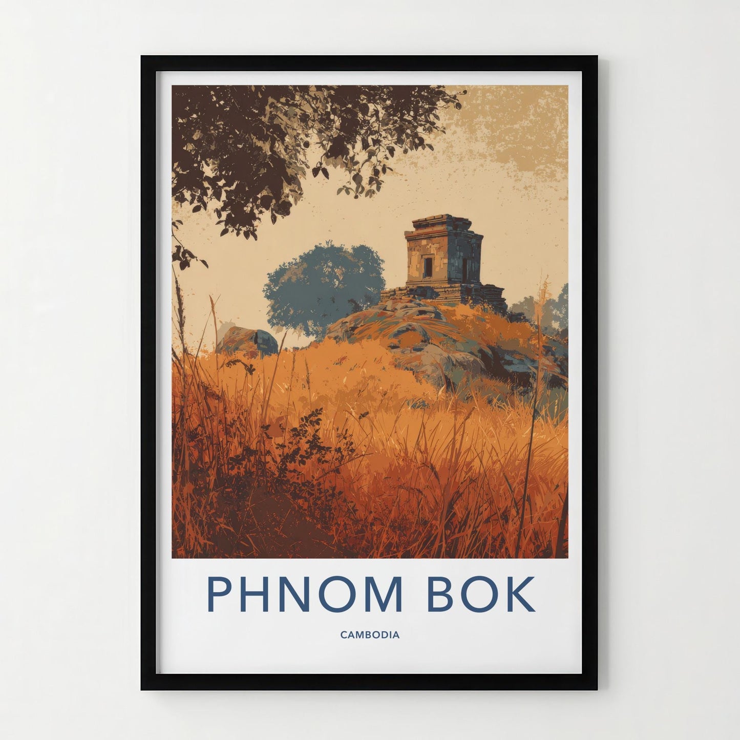 Phnom Bok Poster - Cambodia Travel Art - Ancient Temple Structure Home Decor