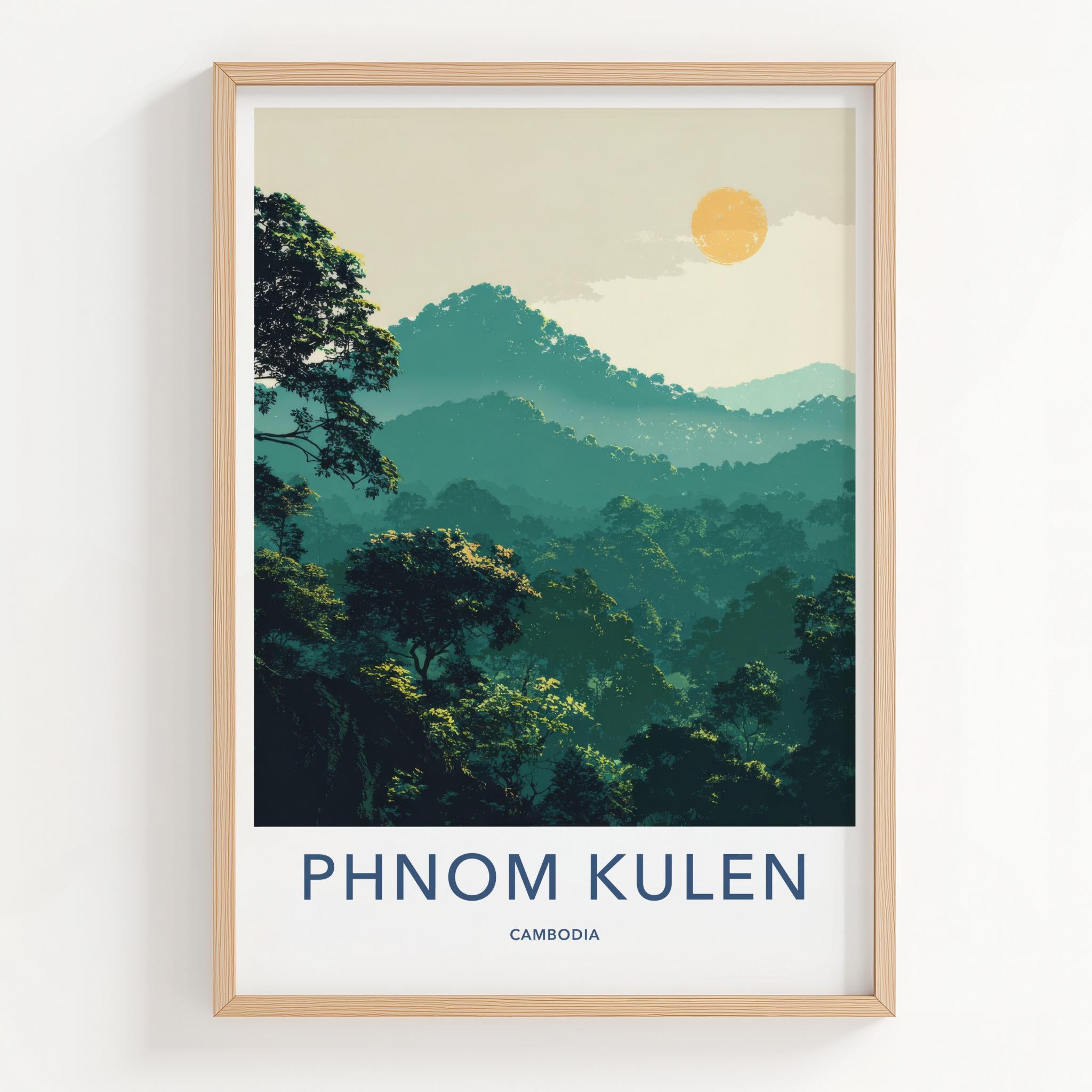 Phnom Kulen Poster - Cambodia Travel Art - Misty Jungle Sun Home Decor