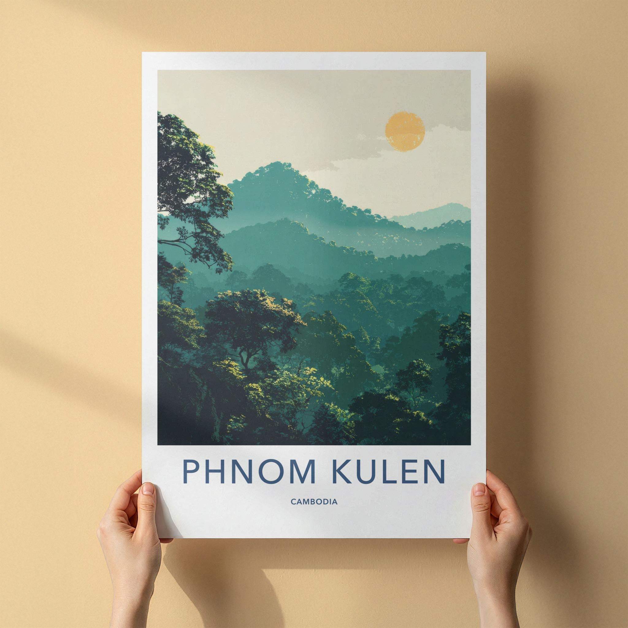 Phnom Kulen Poster - Cambodia Travel Art - Misty Jungle Sun Home Decor