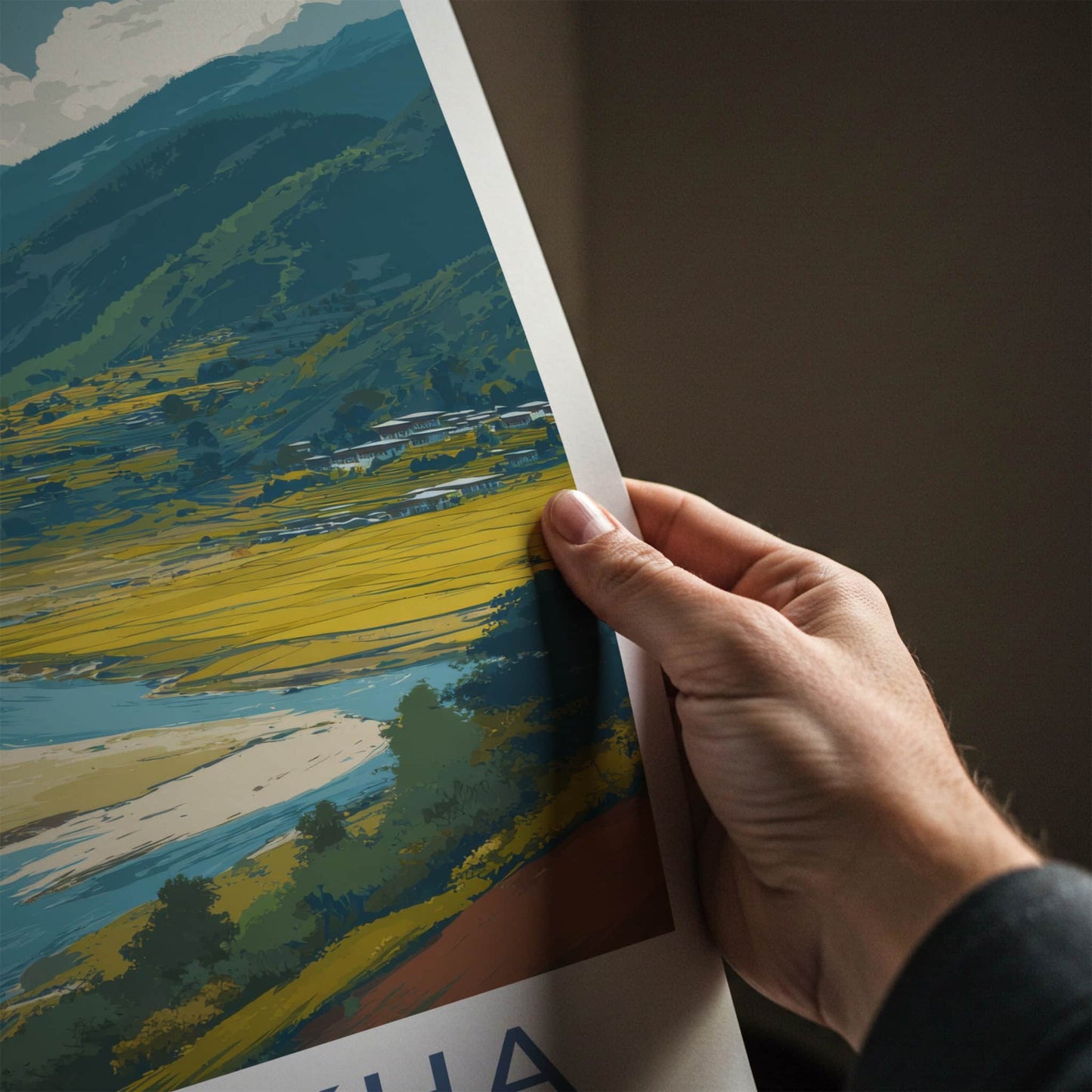 Phobjikha Poster - Bhutan Fine Art - Valley River Scene Framed Decor
