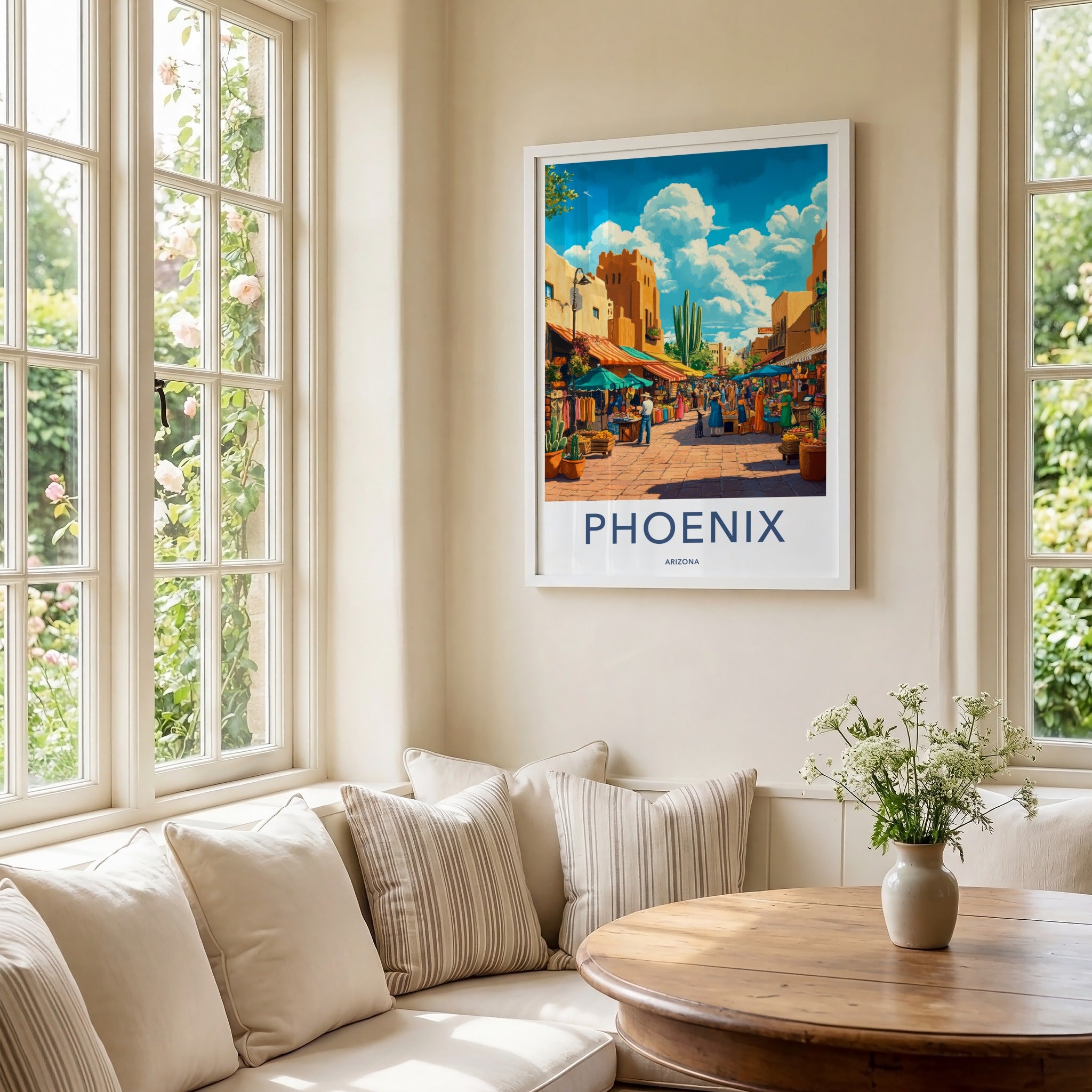 Phoenix Poster - Arizona Travel Art - Colorful Market Scene Home Decor