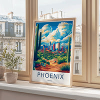 Phoenix Poster - Arizona Travel Art - Desert Cityscape Saguaro Gallery Art
