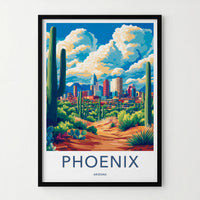 Phoenix Poster - Arizona Travel Art - Desert Cityscape Saguaro Gallery Art