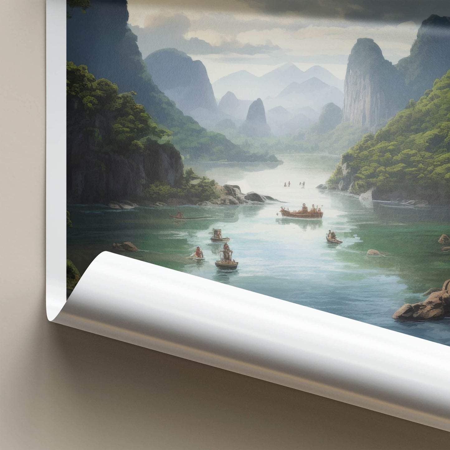 Phong Nha Poster - Vietnam Travel Art - Boats Emerald Waters Home Decor