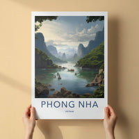 Phong Nha Poster - Vietnam Travel Art - Boats Emerald Waters Home Decor