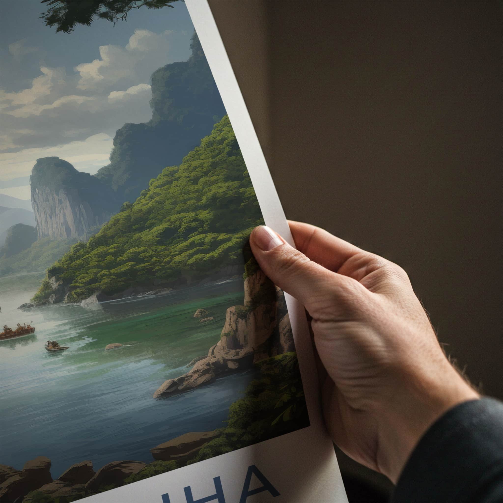 Phong Nha Poster - Vietnam Travel Art - Boats Emerald Waters Home Decor