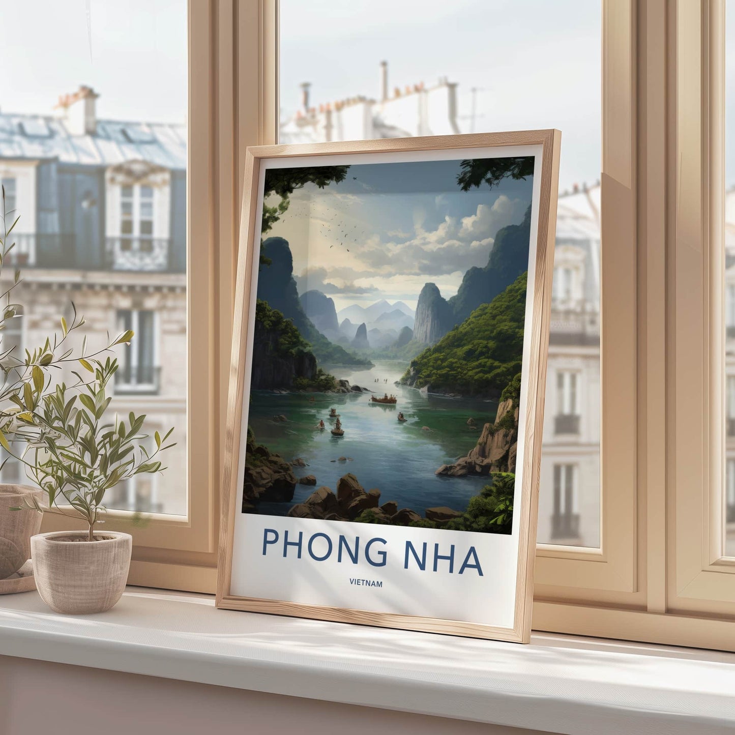 Phong Nha Poster - Vietnam Travel Art - Boats Emerald Waters Home Decor