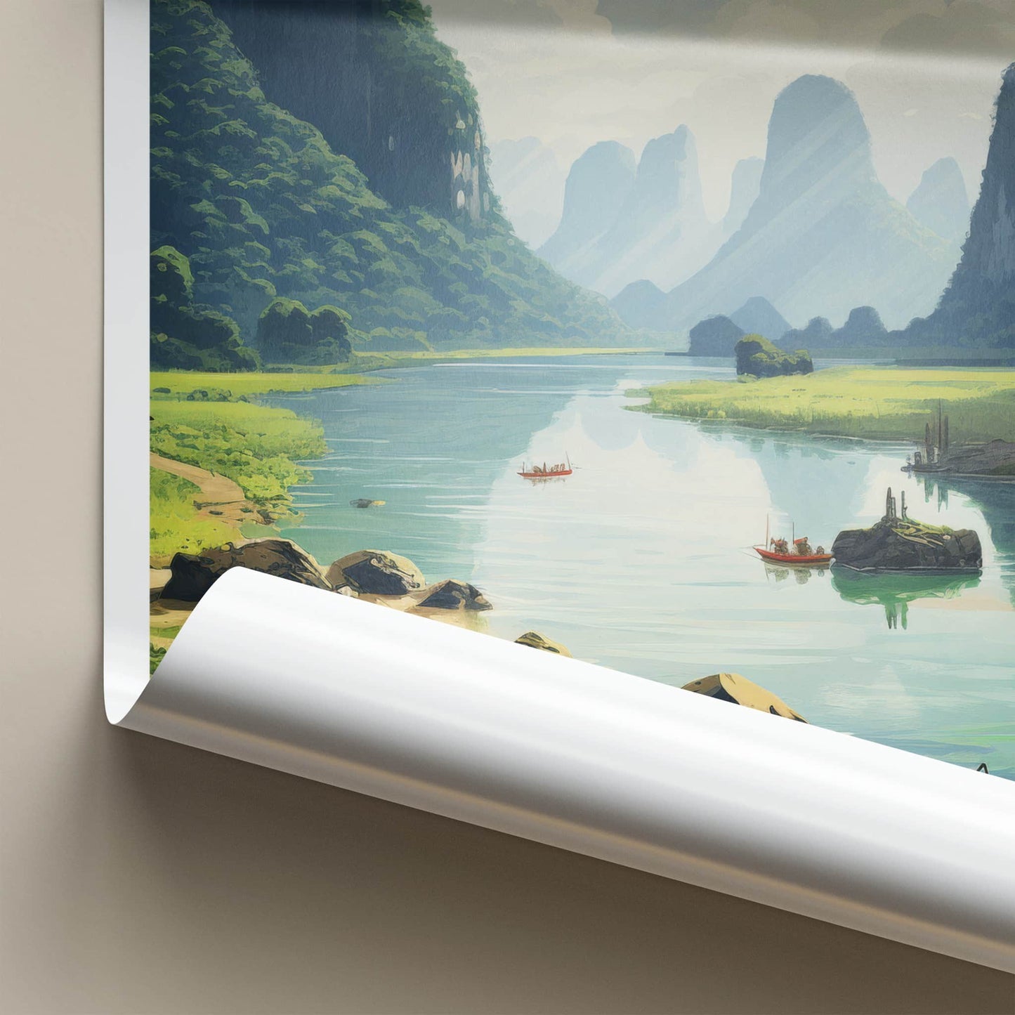 Phong Nha Poster - Vietnam Travel Art - Limestone Peaks River Home Decor
