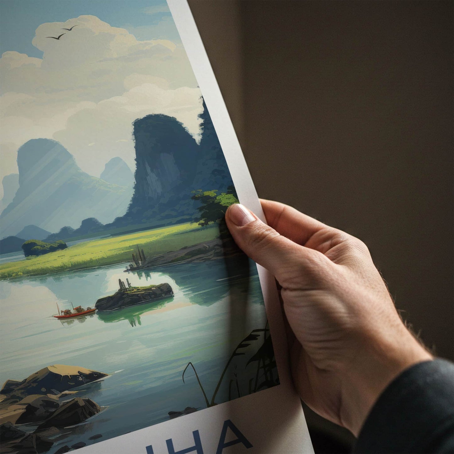Phong Nha Poster - Vietnam Travel Art - Limestone Peaks River Home Decor