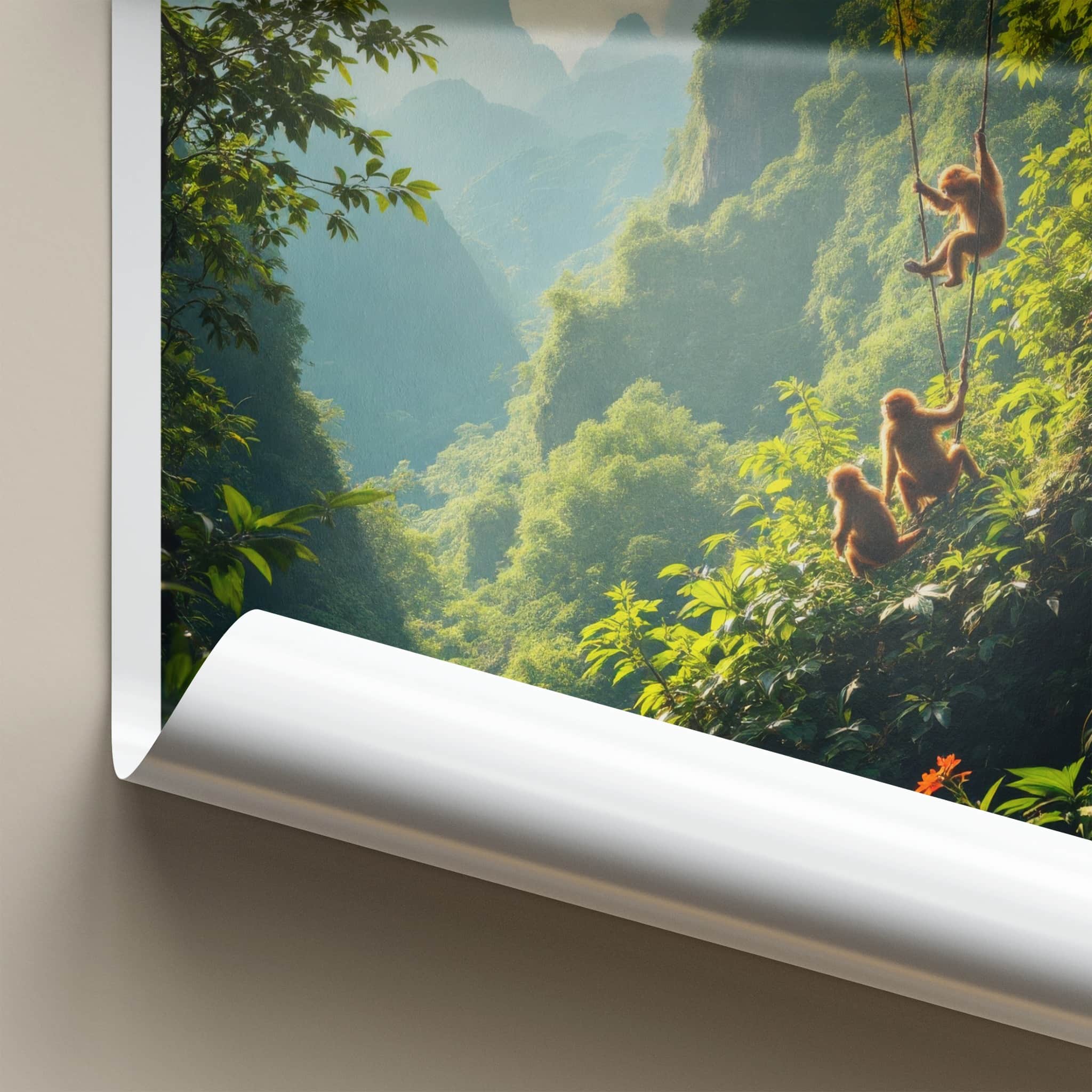 Phong Nha Poster - Vietnam Travel Art - Monkeys Climbing Vines Home Decor