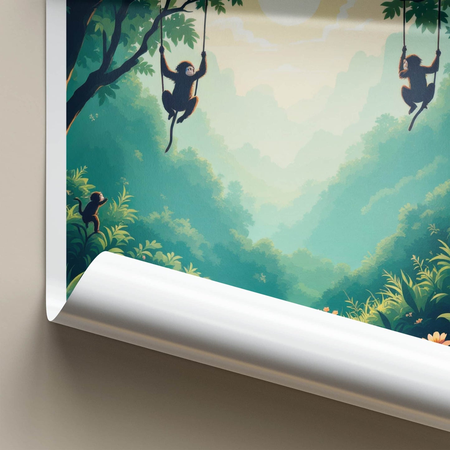 Phong Nha Poster - Vietnam Travel Art - Monkeys Jungle Swinging Home Decor