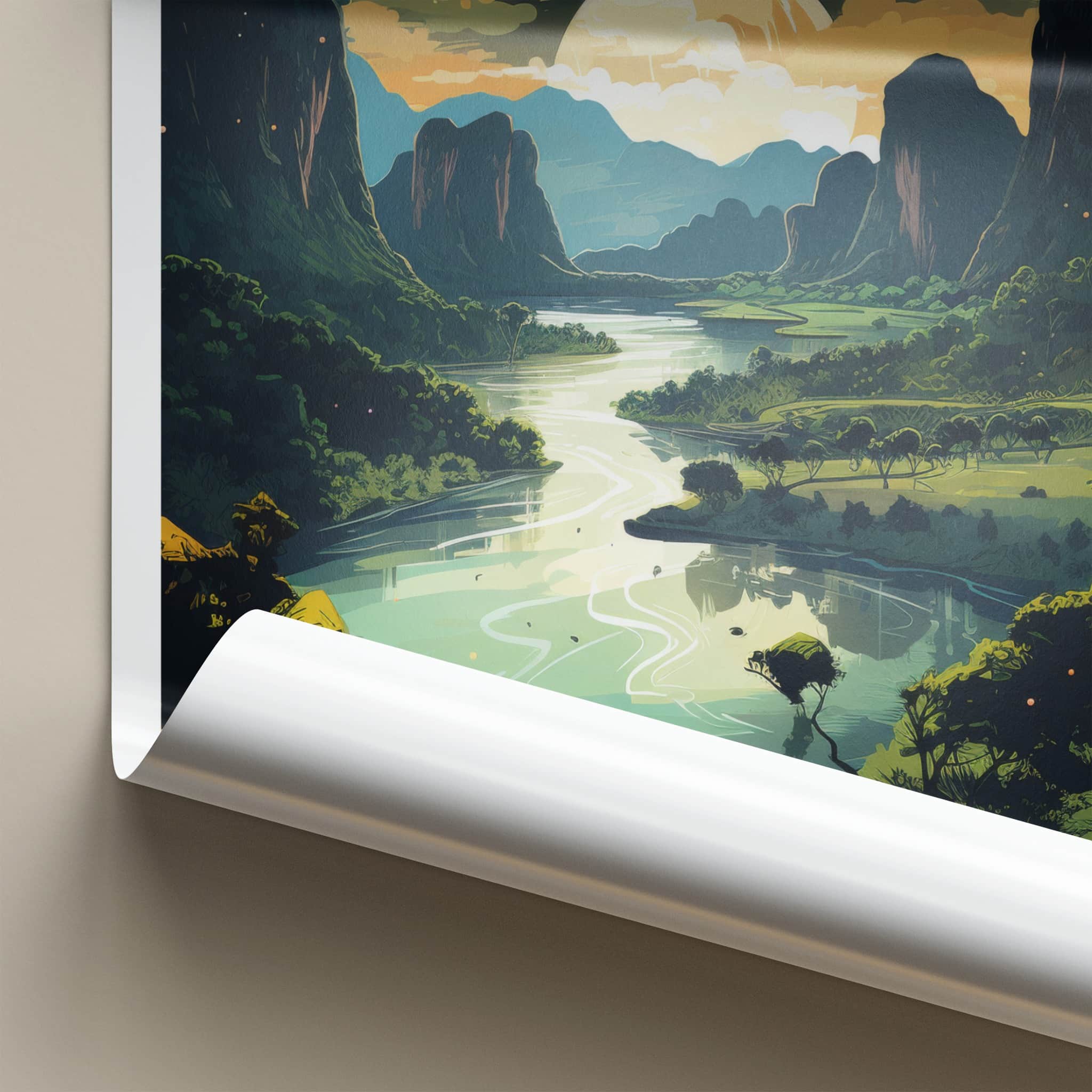 Phong Nha Poster - Vietnam Travel Art - Moonlit River Valley Home Decor