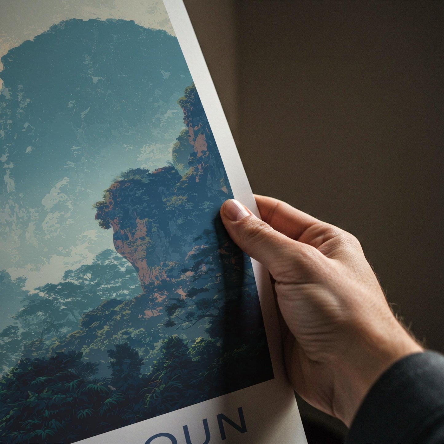 Phou Hin Poun National Park Poster - Laos Travel Print - Misty Karst Landscape Wall Decor