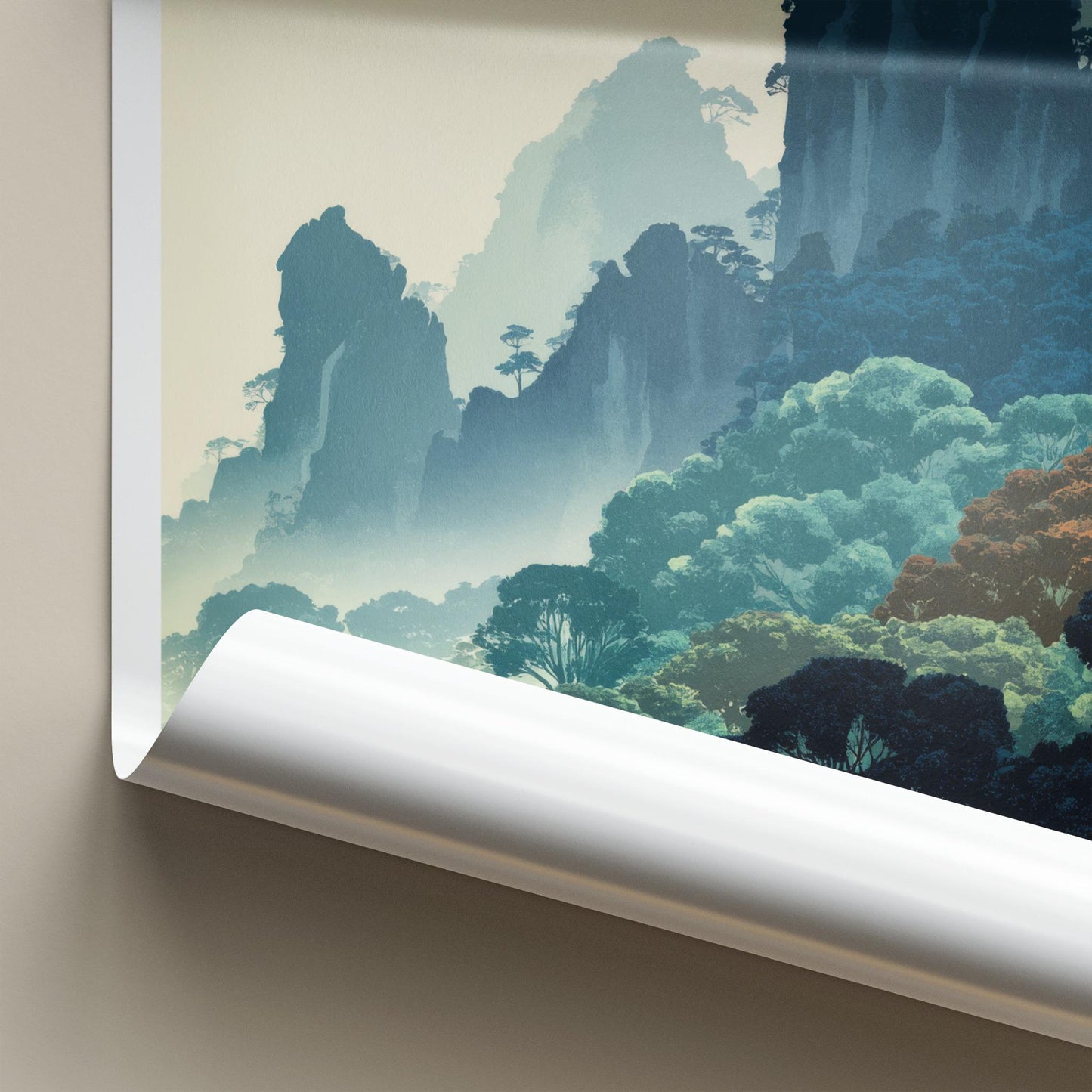 Phou Hin Poun Poster - Laos Wall Art - Misty Mountain Landscape Home Decor