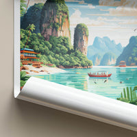 Phuket Poster - Thailand Travel Art - Emerald Lagoon Boats Home Decor