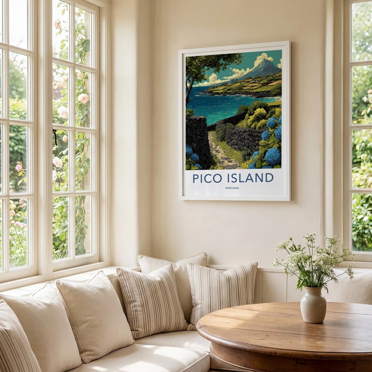 Pico Island Poster - Portugal Travel Art - Volcano Ocean Terraces Home Decor