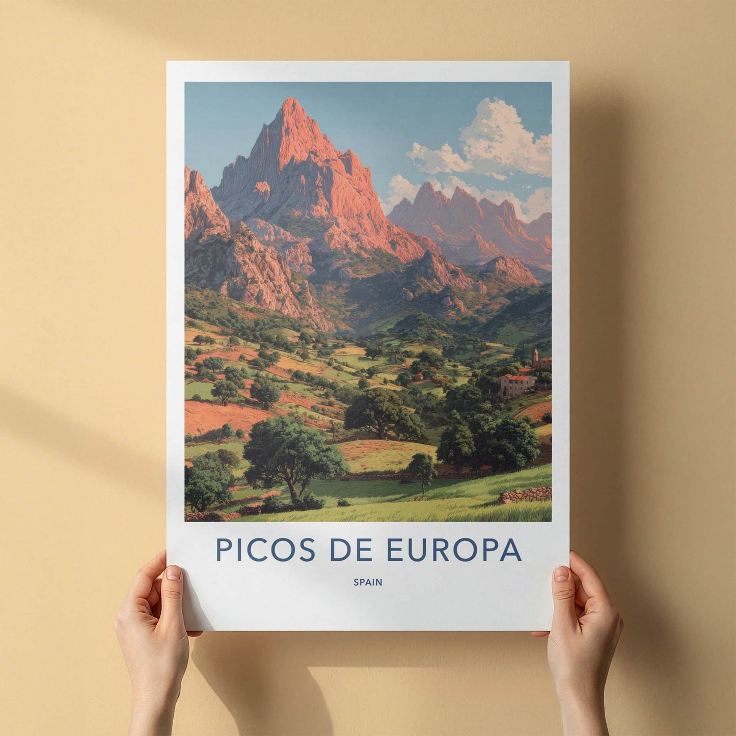 Picos De Europa Poster - Spain Travel Print - Mountainous Hillside Gallery Art
