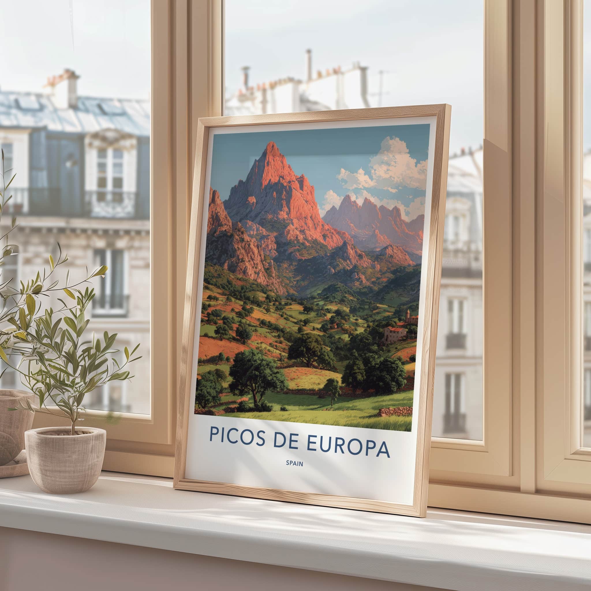 Picos De Europa Poster - Spain Travel Print - Mountainous Hillside Gallery Art