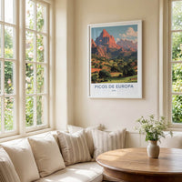 Picos De Europa Poster - Spain Travel Print - Mountainous Hillside Gallery Art