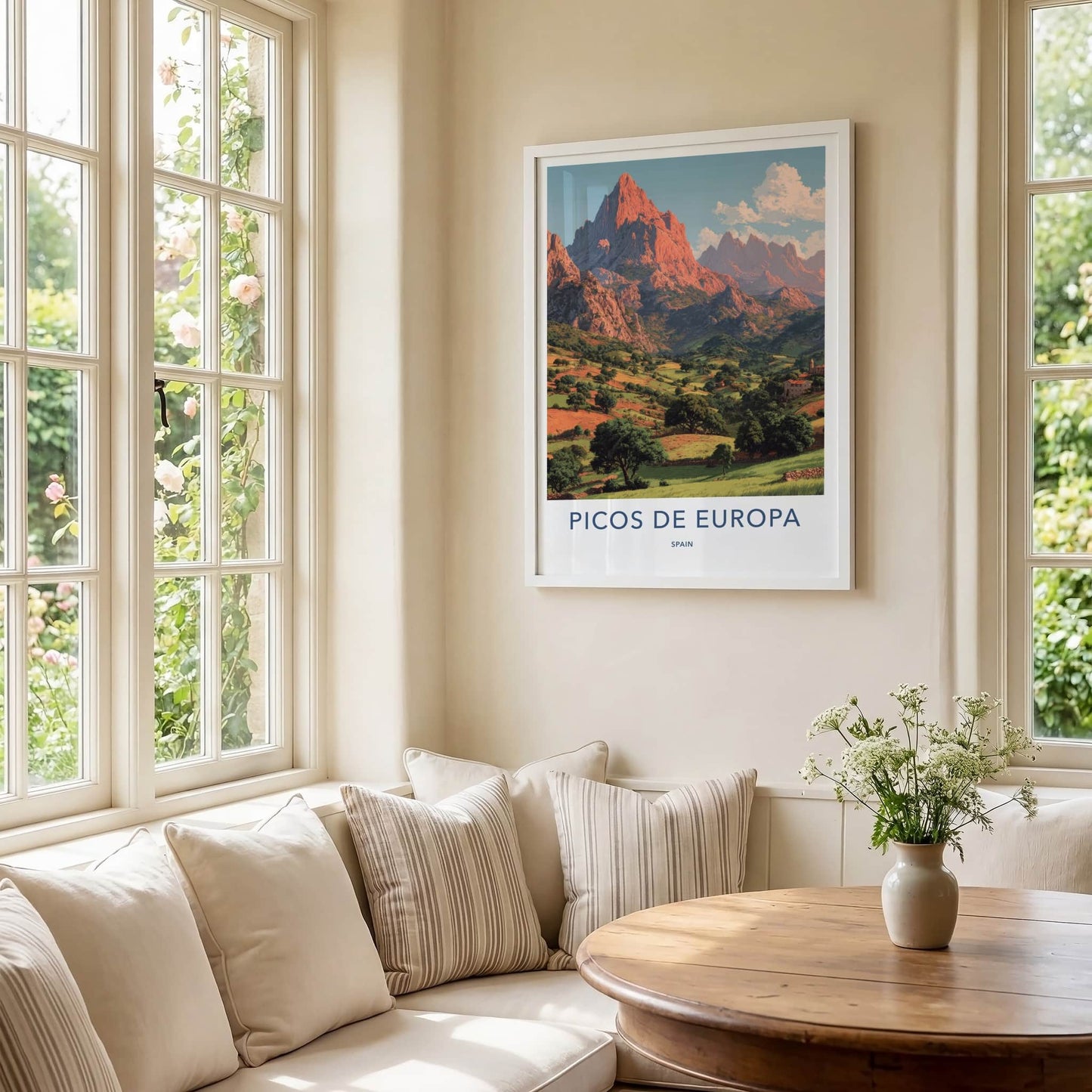 Picos De Europa Poster - Spain Travel Print - Mountainous Hillside Gallery Art