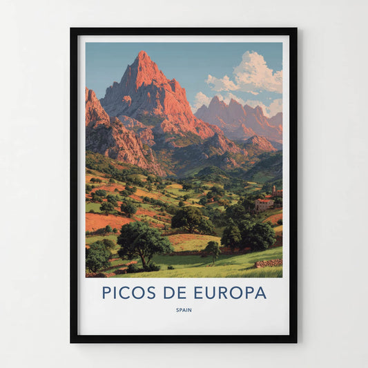 Picos De Europa Poster - Spain Travel Print - Mountainous Hillside Gallery Art