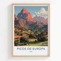 Picos De Europa Poster - Spain Travel Print - Mountainous Hillside Gallery Art