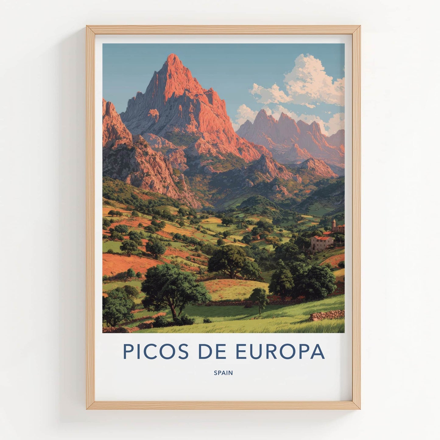 Picos De Europa Poster - Spain Travel Print - Mountainous Hillside Gallery Art