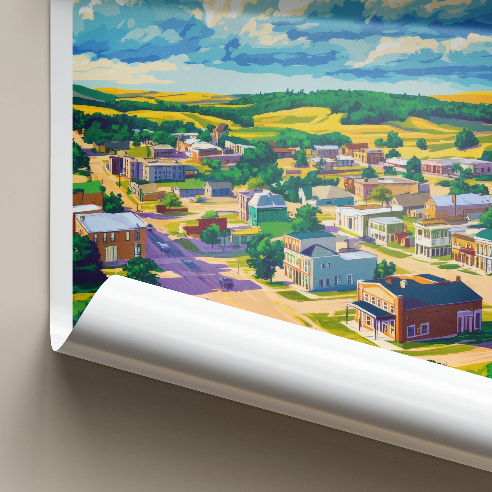 Pierre Poster - South Dakota Travel Art - Colorful Town Vista Home Decor