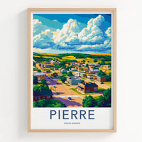 Pierre Poster - South Dakota Travel Art - Colorful Town Vista Home Decor