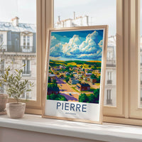 Pierre Poster - South Dakota Travel Art - Colorful Town Vista Home Decor