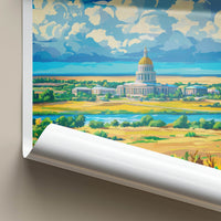 Pierre Poster - South Dakota Travel Art - Golden Dome Landscape Home Decor