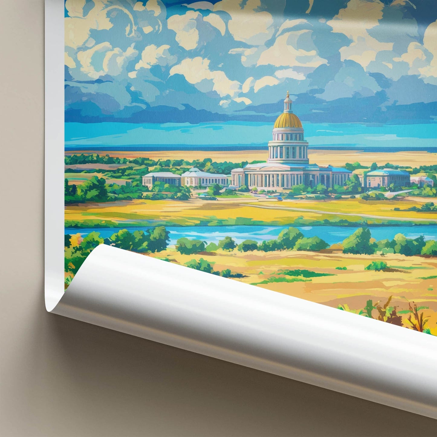 Pierre Poster - South Dakota Travel Art - Golden Dome Landscape Home Decor