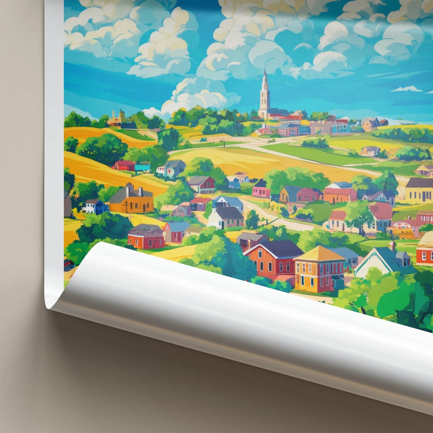 Pierre Poster - South Dakota Travel Art - Vibrant Town Steeple Home Decor