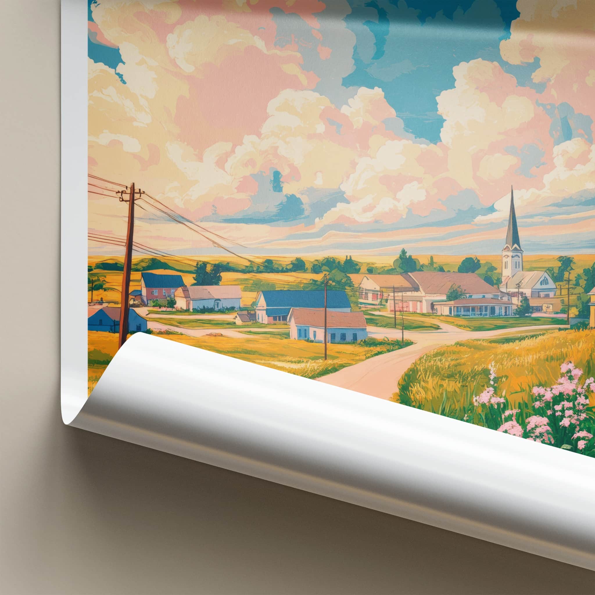 Pierre Poster - South Dakota Wall Art - Prairie Village Road Home Decor