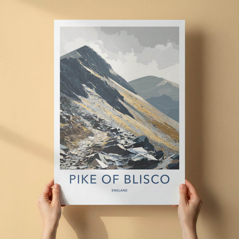 Pike Of Blisco Poster - England Travel Art - Golden Rocky Slopes Home Decor