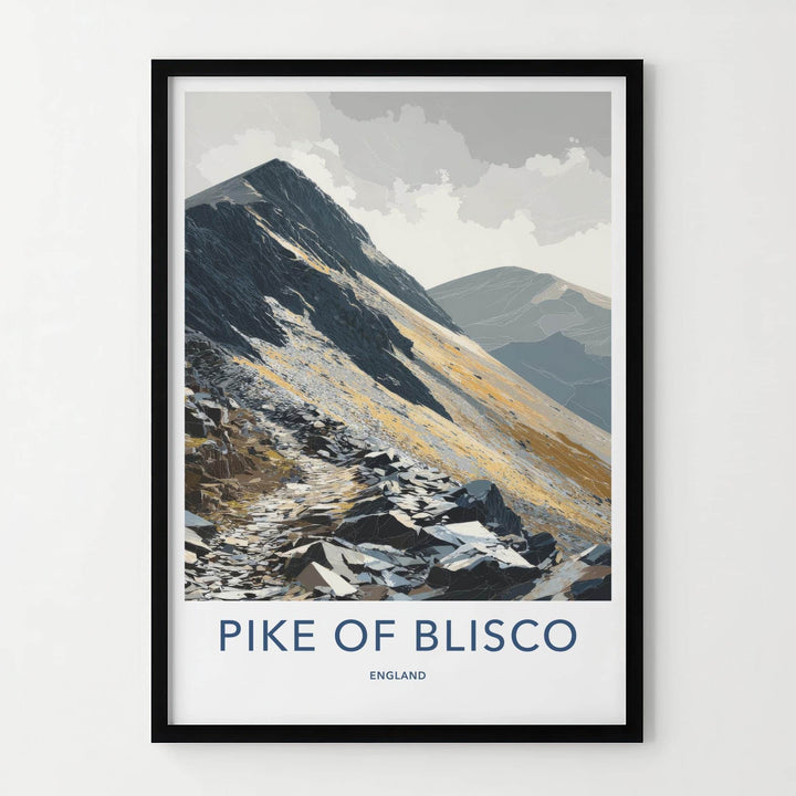 Pike Of Blisco Poster - England Travel Art - Golden Rocky Slopes Home Decor