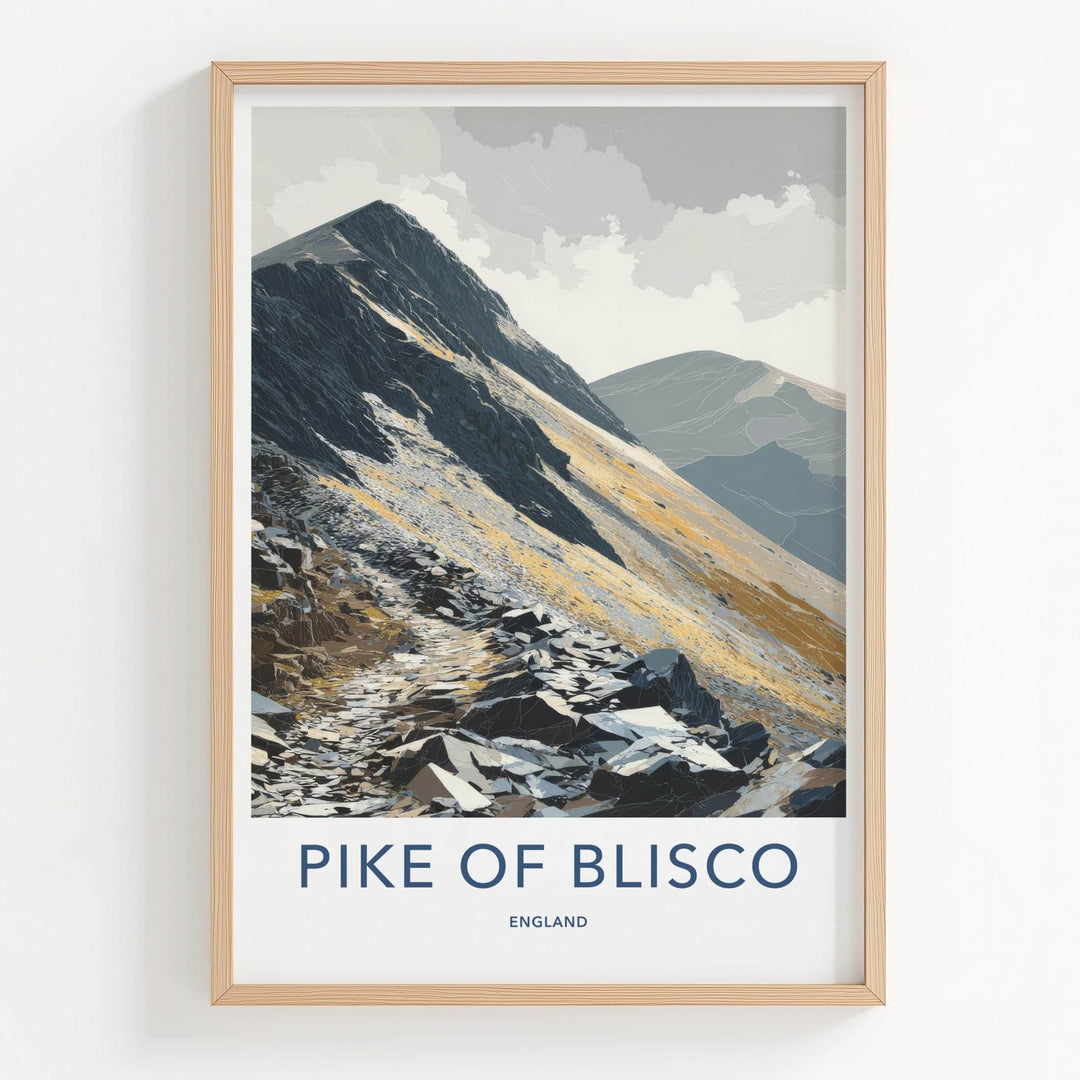 Pike Of Blisco Poster - England Travel Art - Golden Rocky Slopes Home Decor