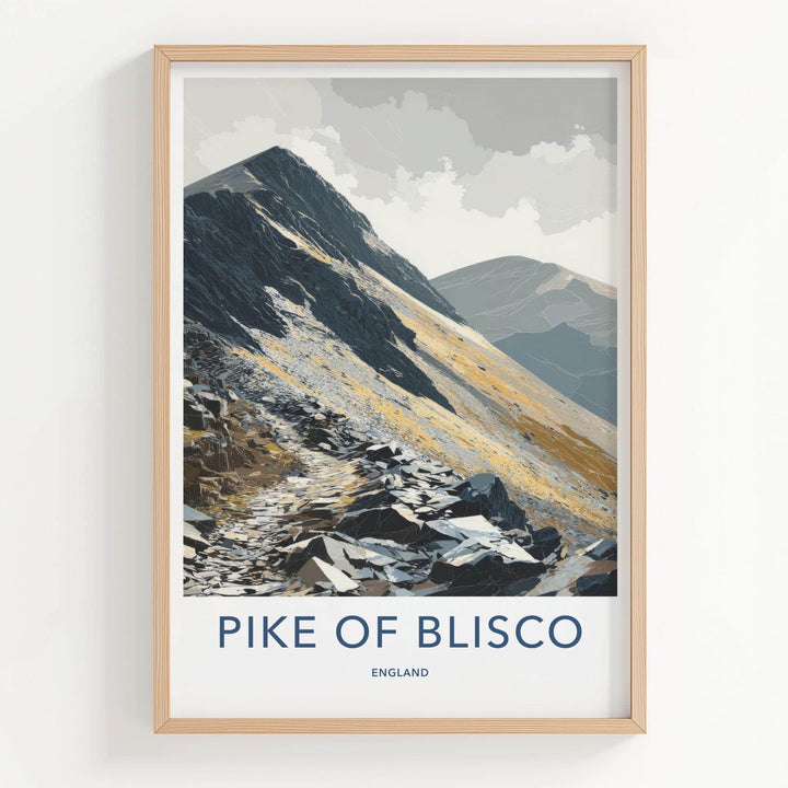 Pike Of Blisco Poster - England Travel Art - Golden Rocky Slopes Home Decor