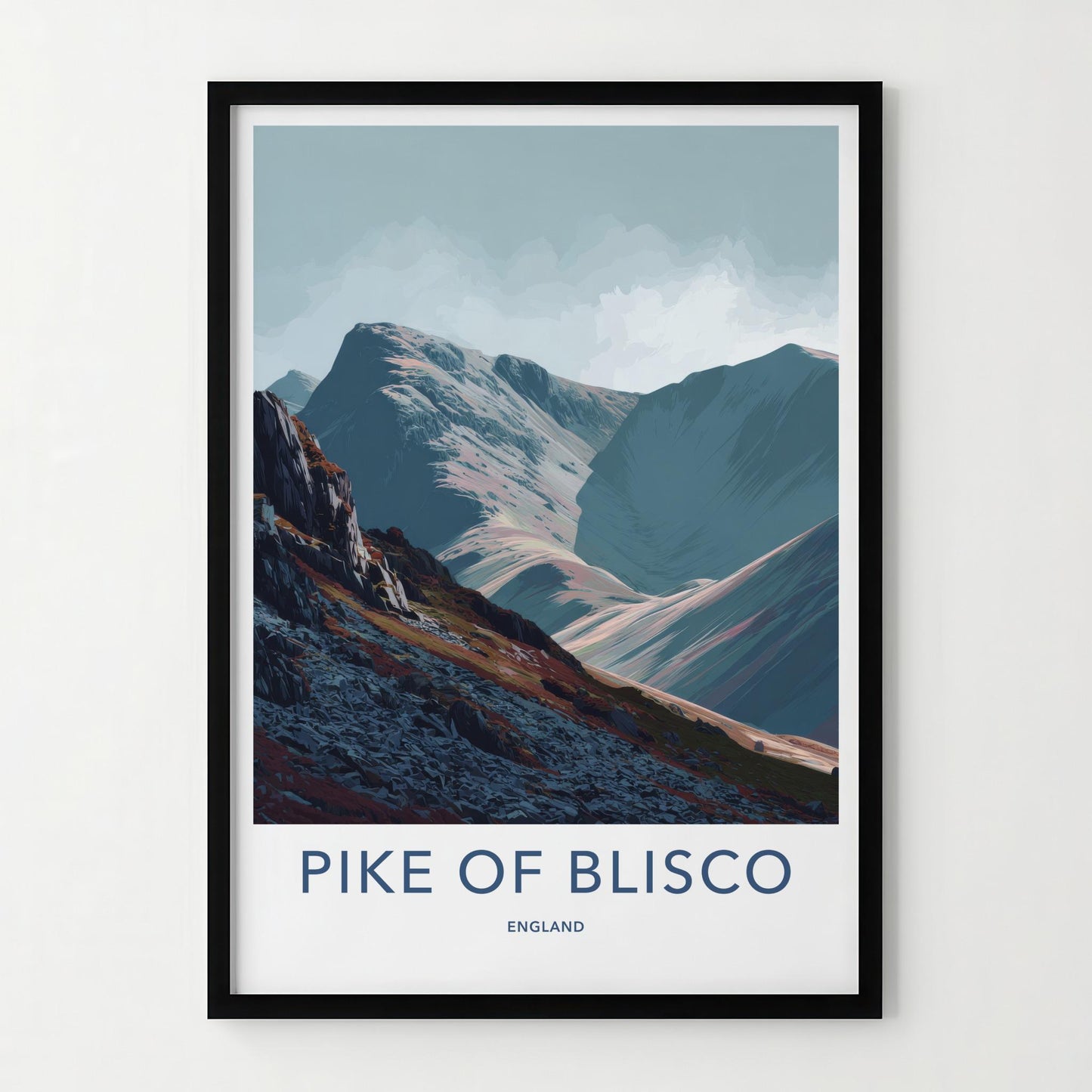 Pike Of Blisco Poster - England Travel Art - Rugged Mountain Valley Wall Decor