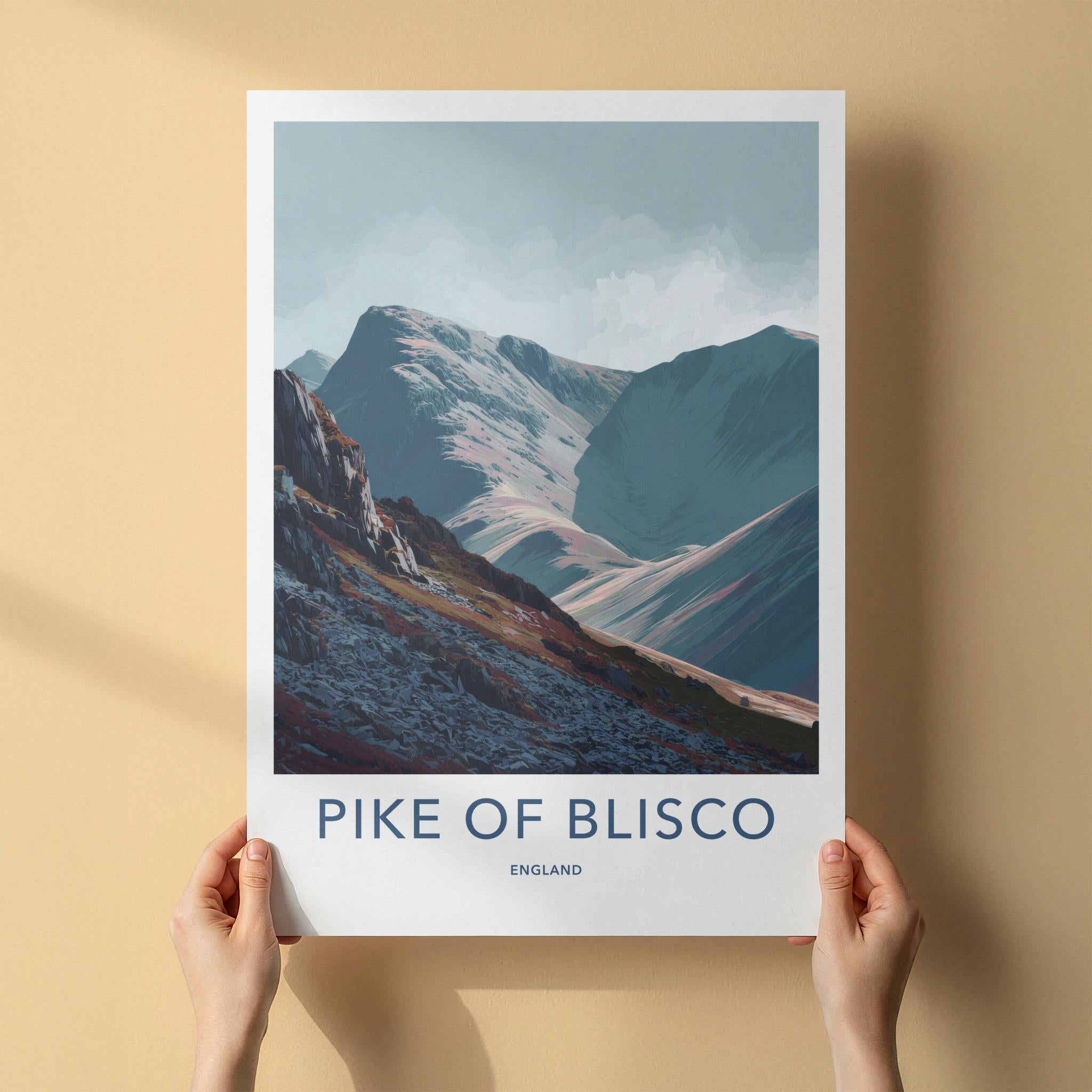 Pike Of Blisco Poster - England Travel Art - Rugged Mountain Valley Wall Decor