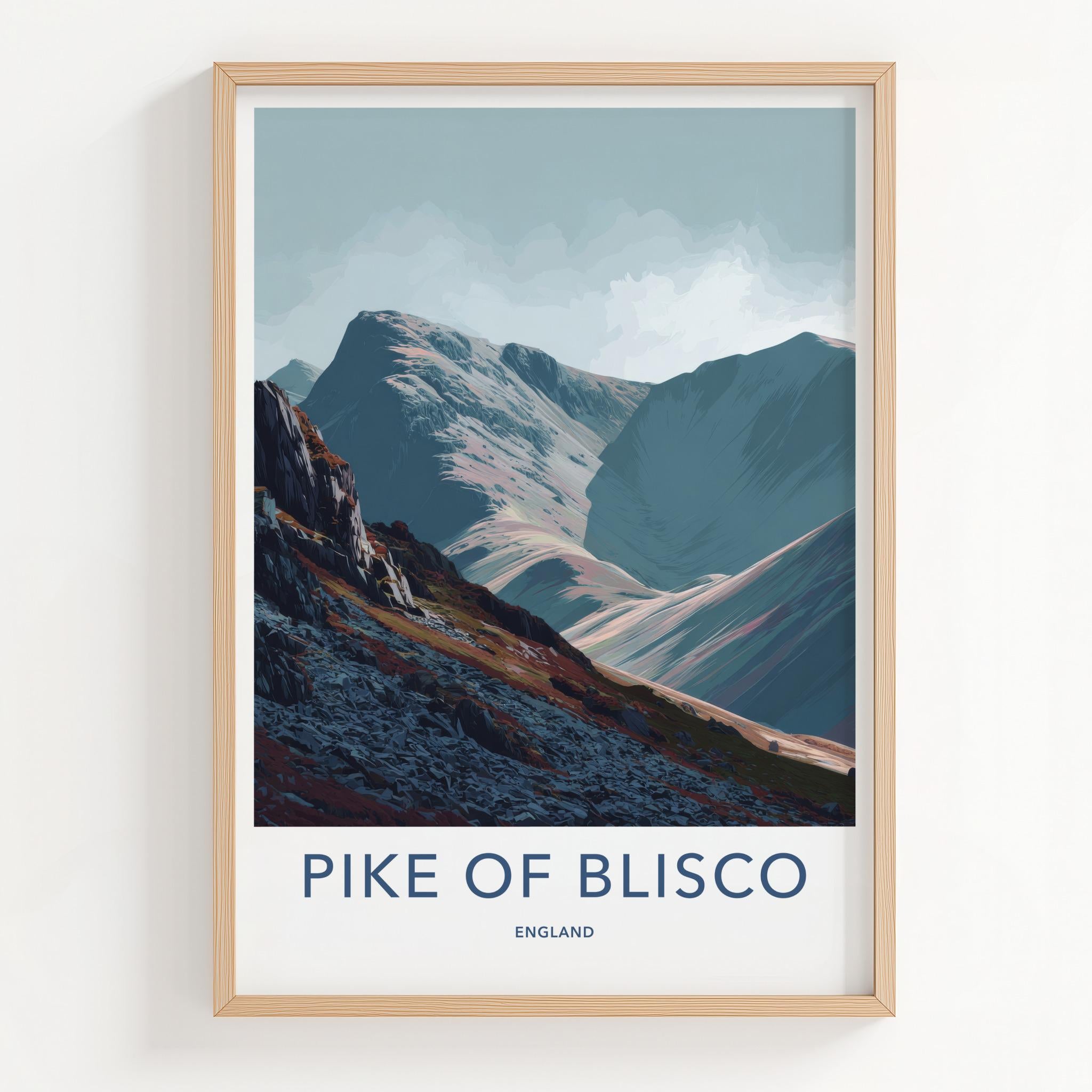 Pike Of Blisco Poster - England Travel Art - Rugged Mountain Valley Wall Decor