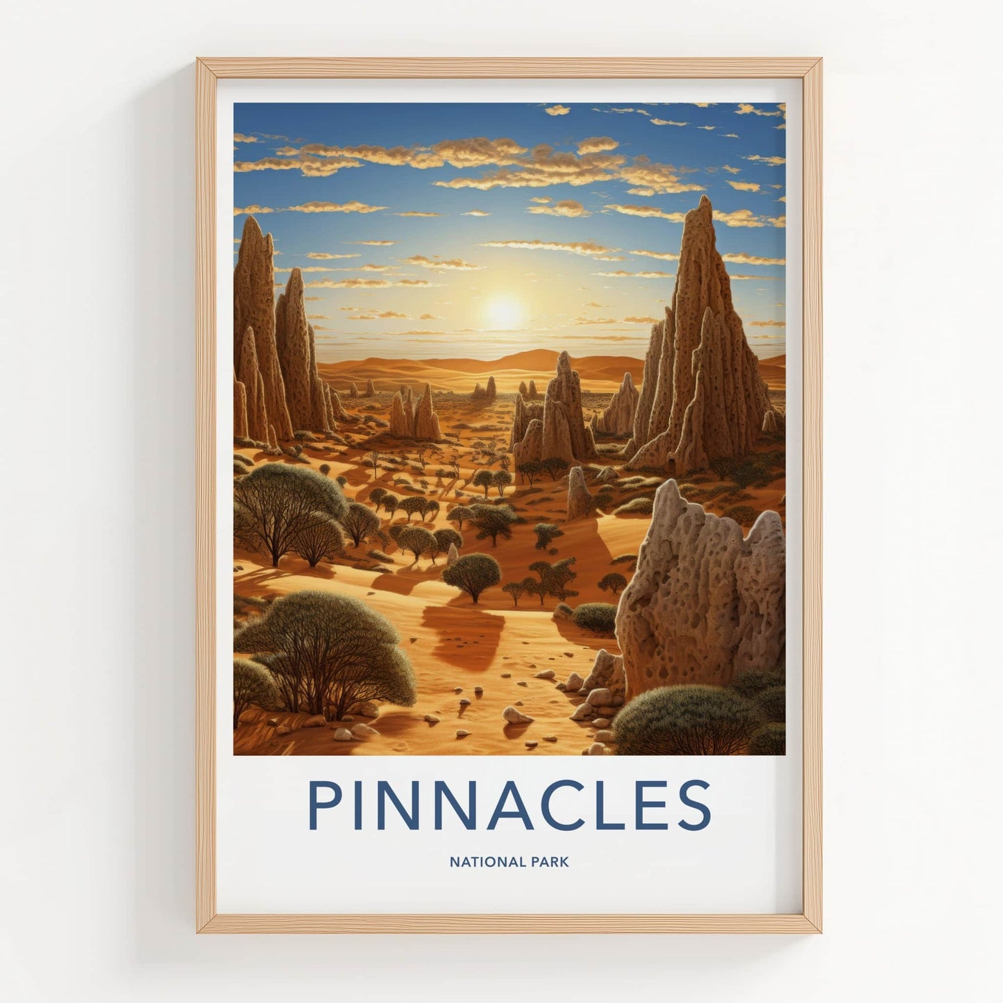 Pinnacles National Park Poster - Australia Wall Art - Orange Desert Sunset Home Decor