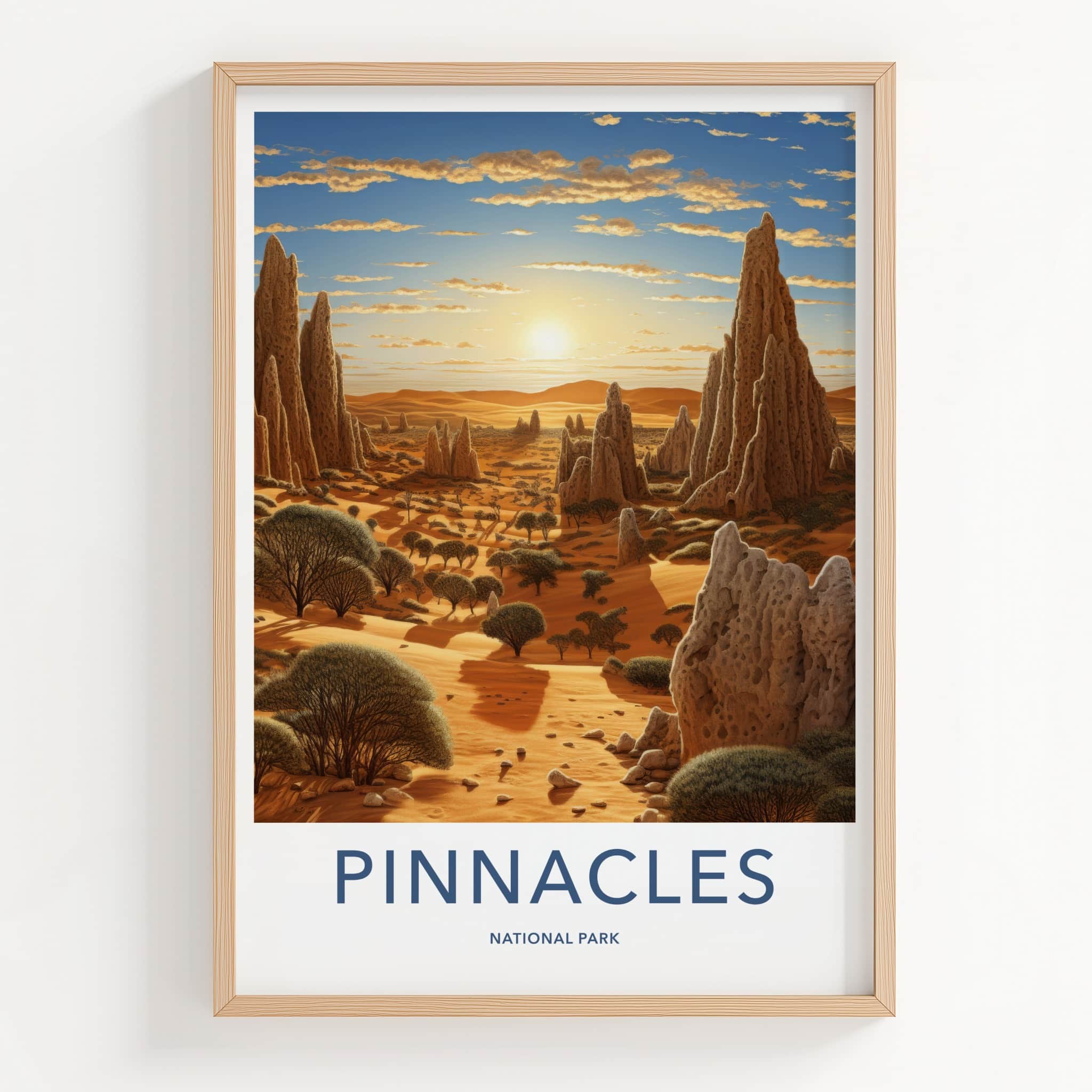 Pinnacles National Park Poster - Australia Wall Art - Orange Desert Sunset Home Decor