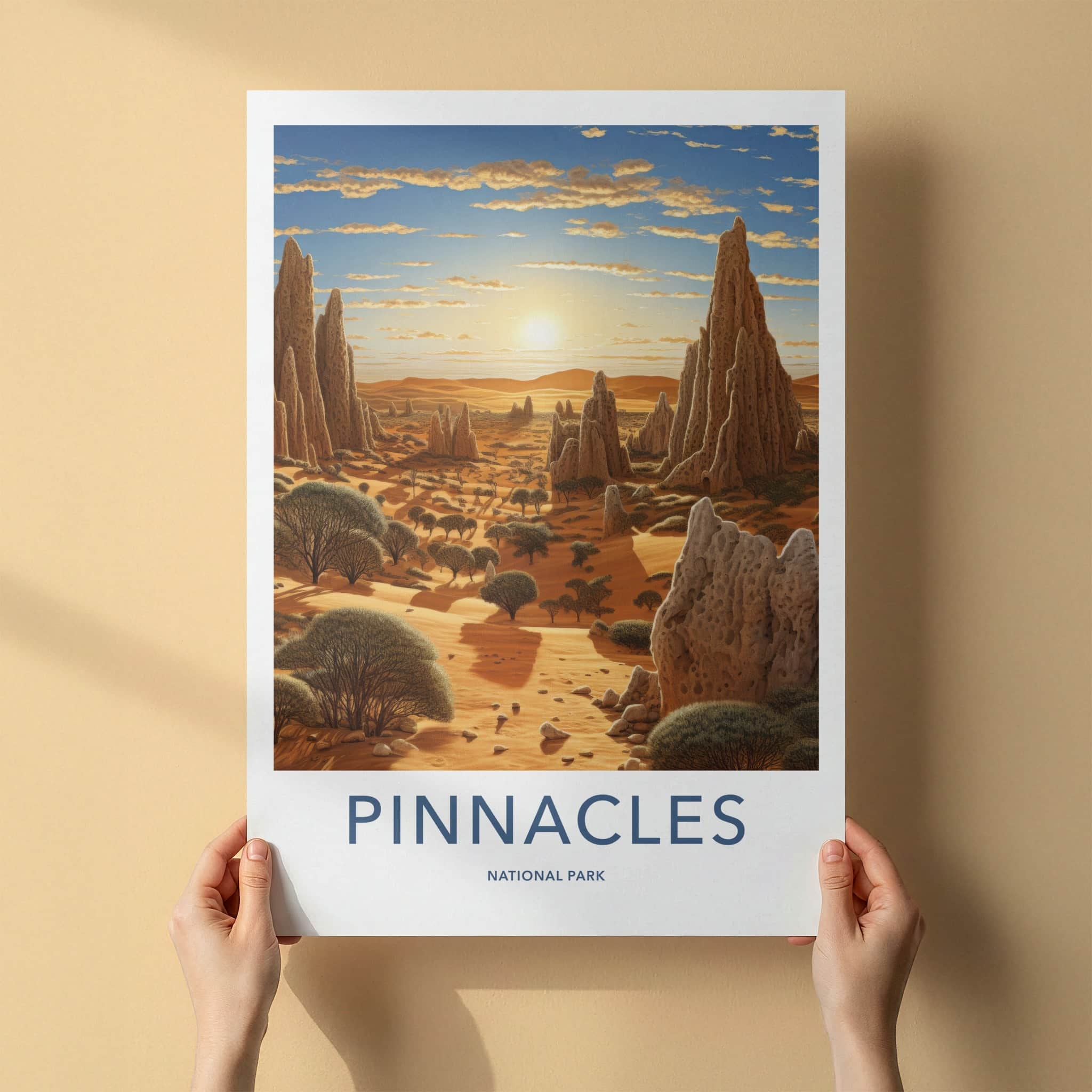 Pinnacles National Park Poster - Australia Wall Art - Orange Desert Sunset Home Decor