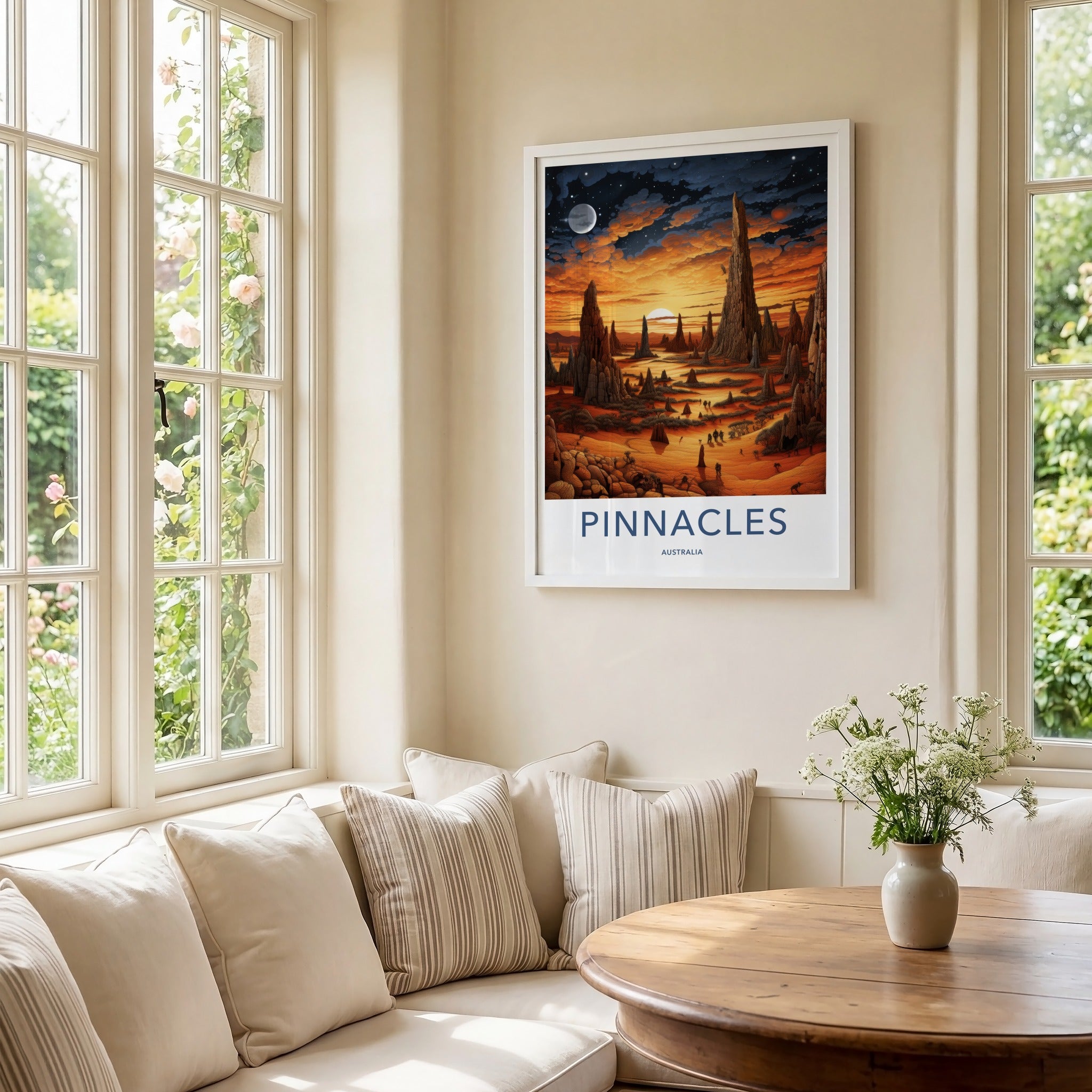 Pinnacles Poster - Australia Travel Art - Orange Desert Landscape Home Decor