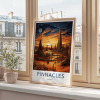 Pinnacles Poster - Australia Travel Art - Orange Desert Landscape Home Decor