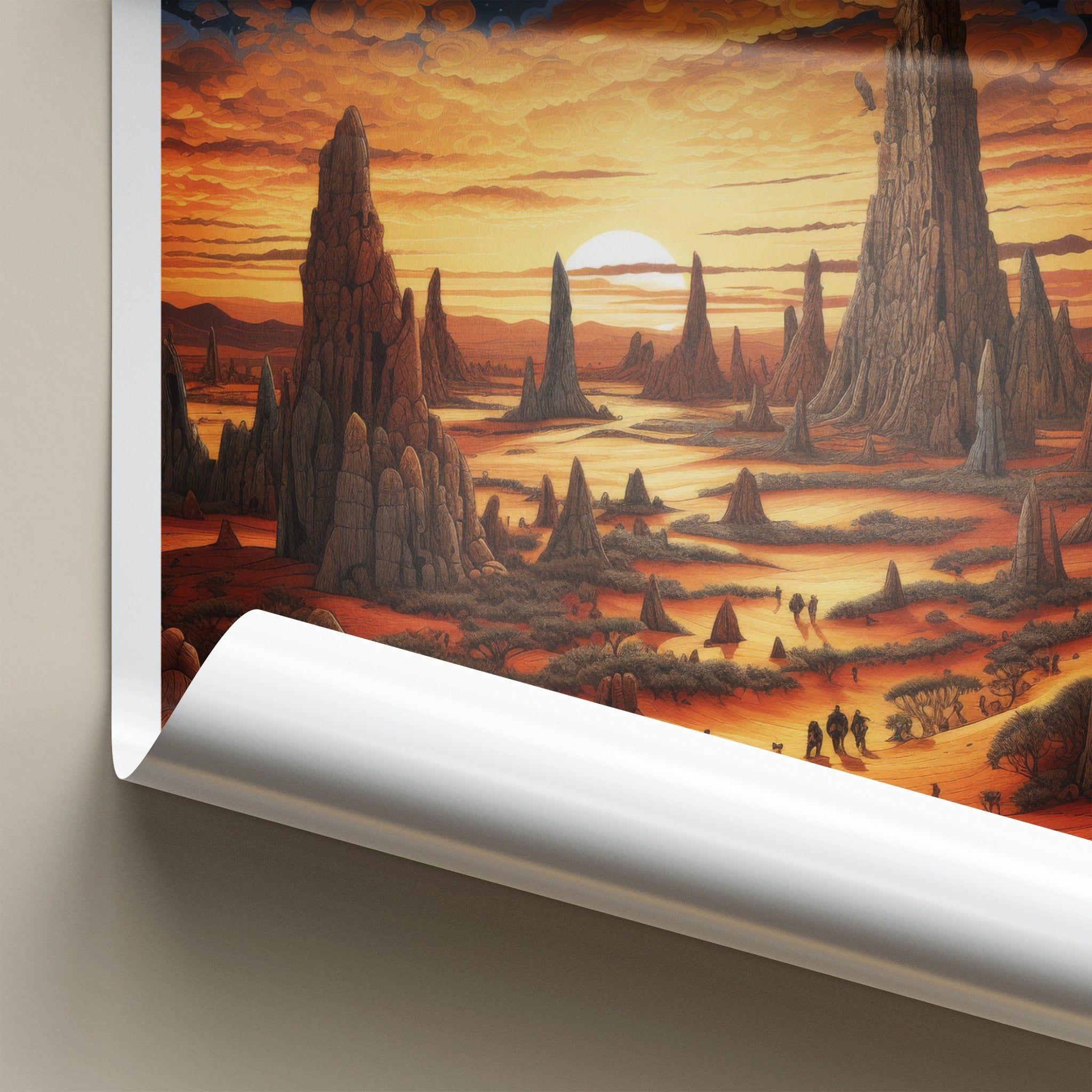 Pinnacles Poster - Australia Travel Art - Orange Desert Landscape Home Decor