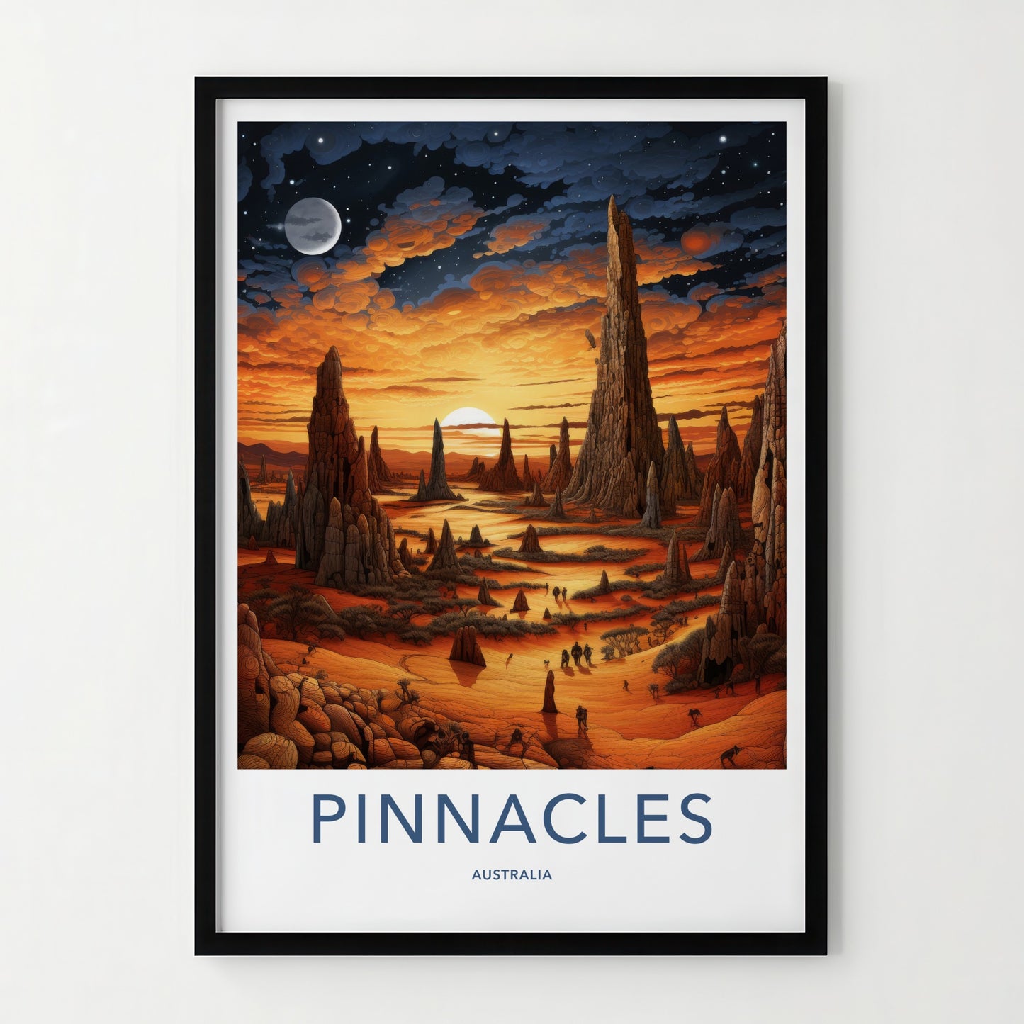 Pinnacles Poster - Australia Travel Art - Orange Desert Landscape Home Decor